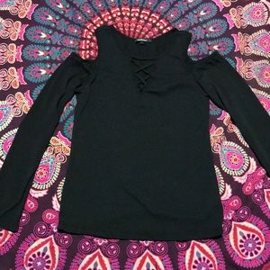 Black shoulder cut shirt!